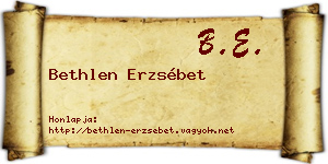 Bethlen Erzsébet névjegykártya